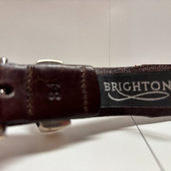 Brighton Leather Brown Belt Silver Concho and Woven Details Size 34 main image 13